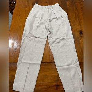 Talbots Vintage Womens Tan Rayon Linen‎ Blend High Waisted Pants Size 4